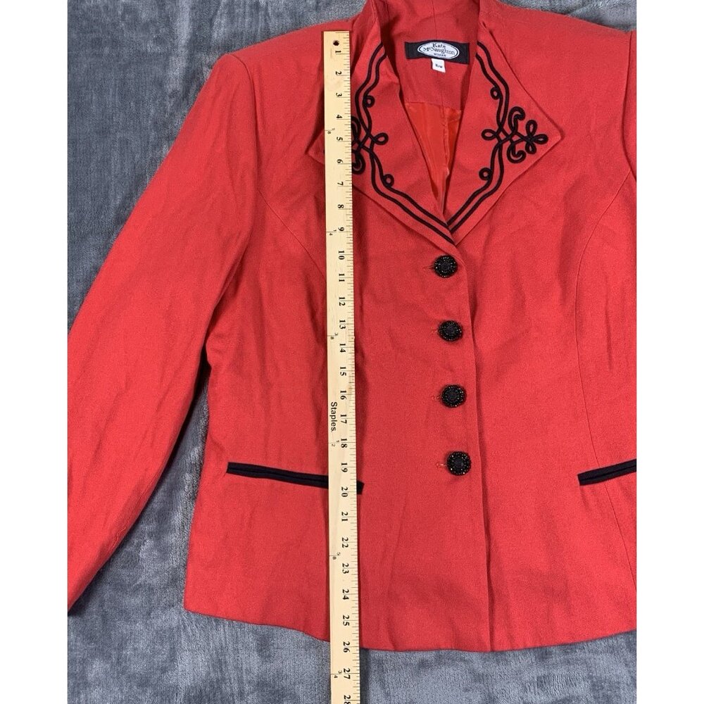 VTG Kate McNaughton Jacket Blazer Red Embroidered Wool Blend Women's Size 16W - Picture 10 of 10